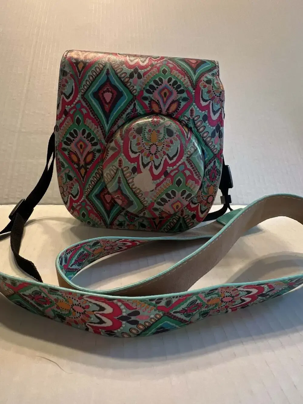 Fujifilm Instax Mini 8 Pink Instant Camera with Patterned Case and Strap